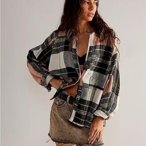 Free People We The Free Cozy In Plaid Shirt Shacket